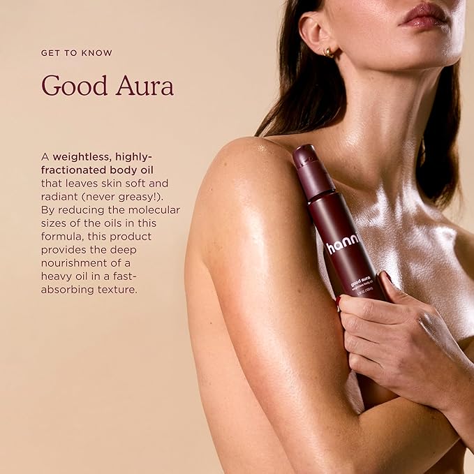 HANNI Good Aura Dry Body Oil, Lightweight After-Shower Moisturizer with Jojoba, Coconut, Baobab, and Buriti Oils, Non-Greasy Skincare for Soft Skin, 100 mL / 3.38 oz-FemmiqueWomen