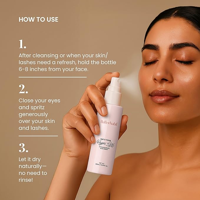 FlutterHabit Hypochlorous Acid Spray, Face Mist for Acne Prone Skin, HOCl Formula to Soothe Irritation, Refresh Complexion, Repair Damage, Balance Oil, Calm Redness, Restore Clarity (125mL)-FemmiqueWomen