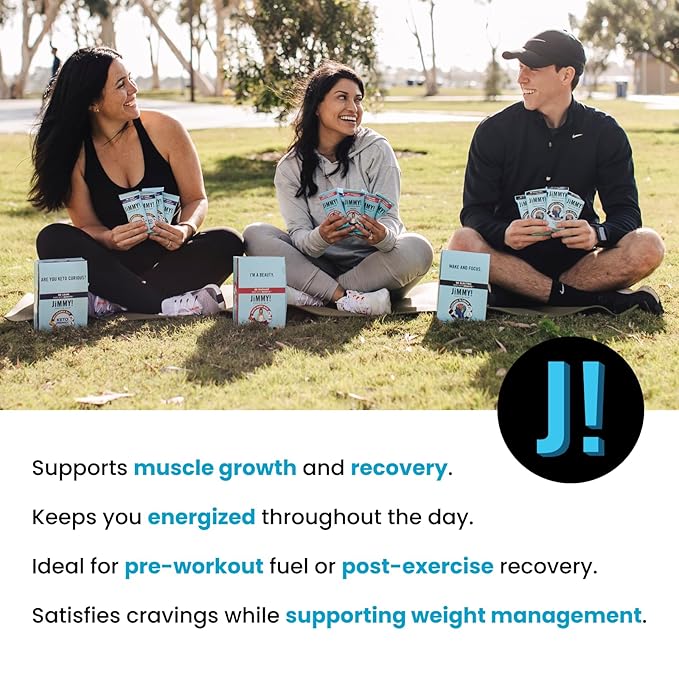 JiMMYBAR! - Sea Salt Caramel Cookies N' Cream - 19g High Protein Bars - 7g Sugar - 12 Count - 58g Health Bars - Natural Peanut Butter Core - Caffeinated Protein Bar For Energy- Hand Drizzled Chocolate-FemmiqueWomen