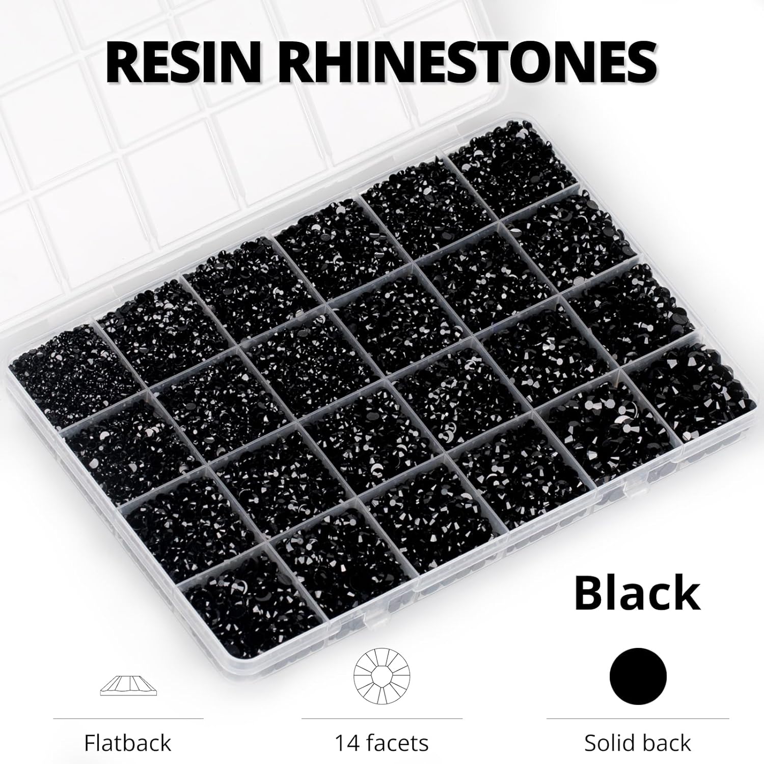 30000Pcs Resin Rhinestones for Crafting Bedazzling, Bulk Black Flatback Gems for Crafts Clothing Clothes Fabric Tumbler Sneakers, Bedazzle Flat Back Jewel Assorted Size SS6/10/16/20/30 with b7000 Glue-FemmiqueWomen