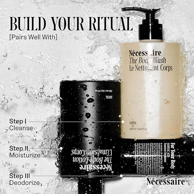 Nécessaire The Body Wash Santal. Natural Body Wash for Women & Men, Therapeutic Shower Gel with Epsom Salt + Minerals. Gel Cleanse,16.9 fl oz.-FemmiqueWomen
