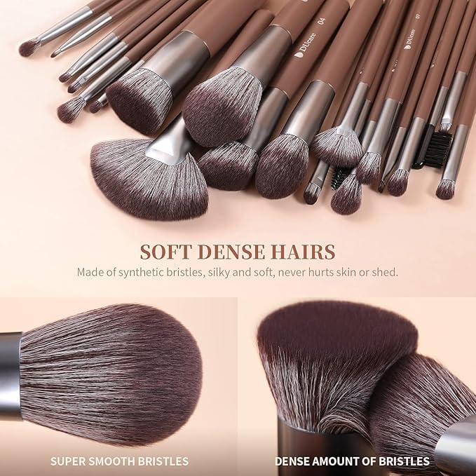 DUcare Professional Makeup Brush Set 22Pcs with Travel Case Synthetic Kabuki Foundation Brush, Face Powder Brush, Blush Brush, Concealer Brush, Eyeshadow Brushes-FemmiqueWomen