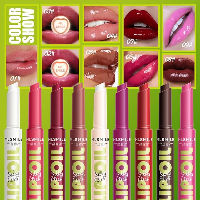 3 Colors Fat Lip Oil Click Slick, Moisturizing and Long-lasting Lip Balm, Non-stick and High Pigment Lip Glow Oil, Lightweight Lip Plumper with Coconut Oil (Set: B)-FemmiqueWomen