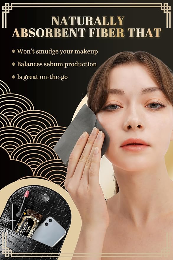 [KPOP Beauty] Makeup Friendly Oil Blotting Paper - DANABE Bamboo Charcoal Face Oil Blotting Sheets | Korean Skincare Oil Absorbing Sheets for Face (4x3.6 in.100 Large Sheets)-FemmiqueWomen