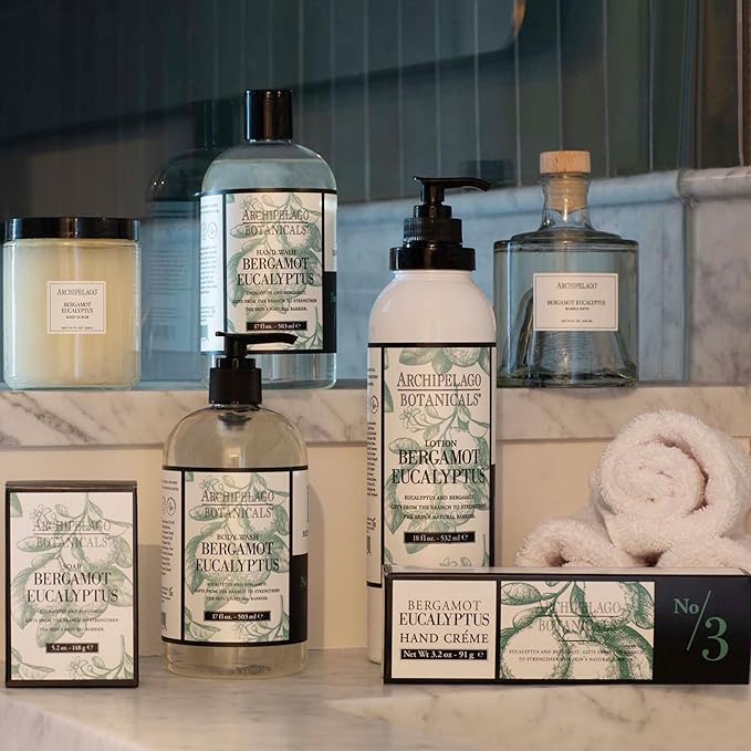 Archipelago Botanicals Bergamot Eucalyptus Lotion, Hydrating Lotion for Rejuvenated and Smooth Skin, Scented Body Lotion Made without Parabens, Phthalates and GMOs (18 oz)-FemmiqueWomen