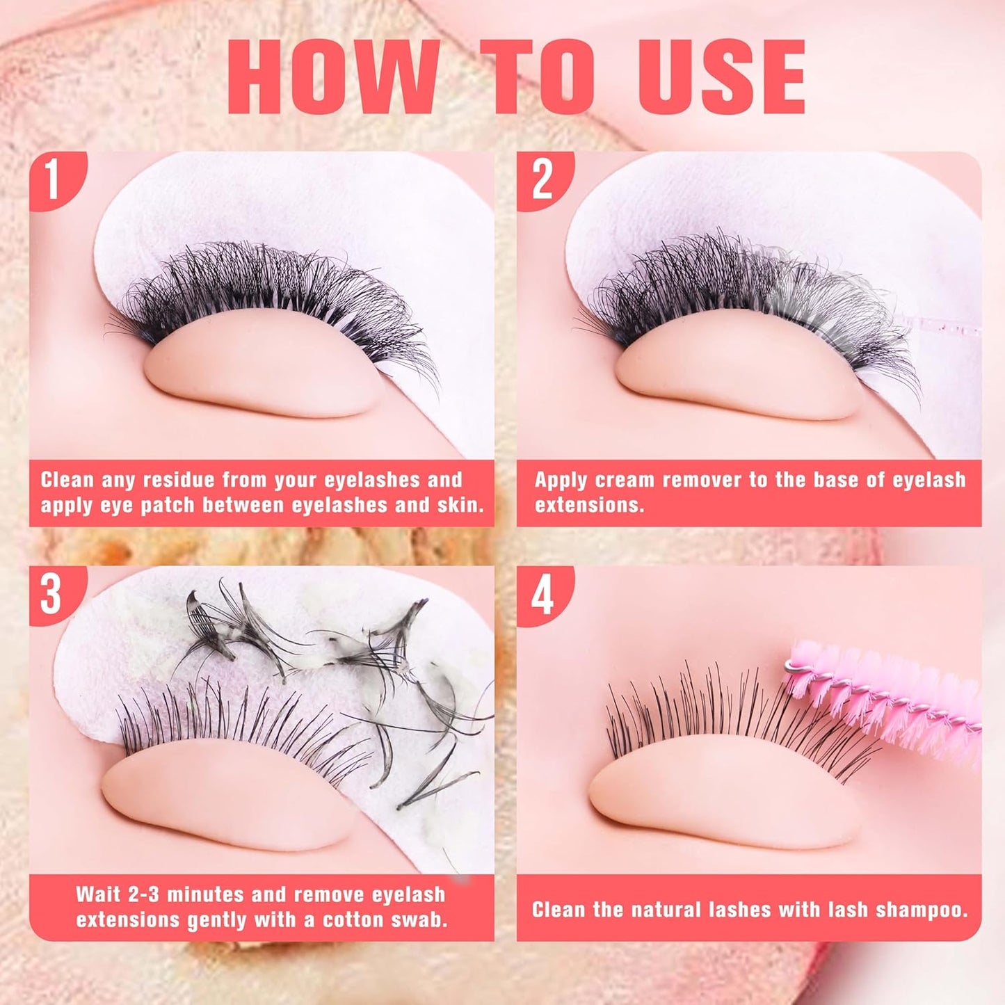 VEYES INC Cream Lash Remover for Lash Extensions 10g Low Irritation Eyelash Glue Remover Lash Tech Supplies for Professional or Salon Use Peach-FemmiqueWomen