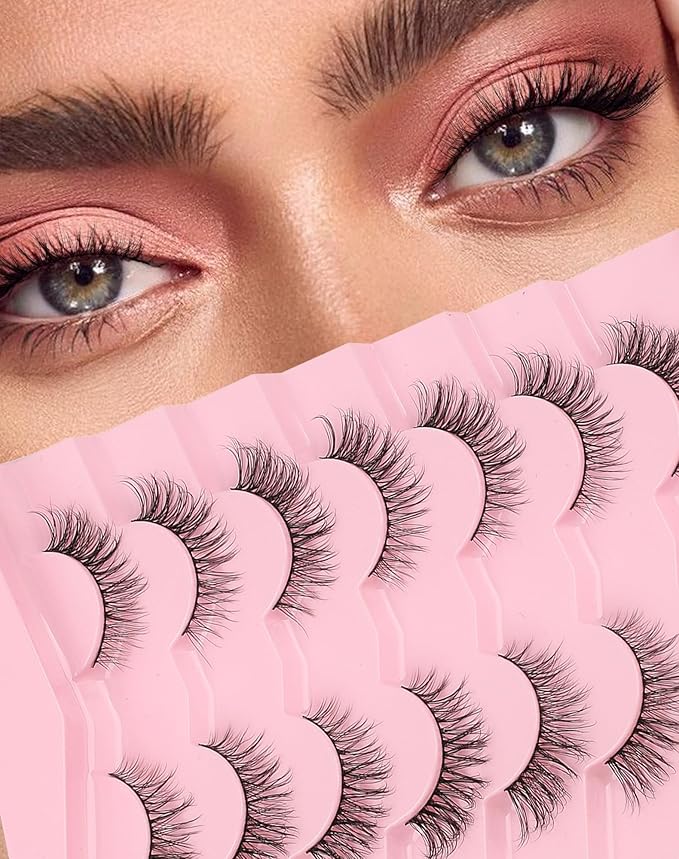 Natural Lashes Wispy Everyday Natural Look Flared Eyelashes Fairy False Cateye Lash Soft False Eyelashes Fluffy 7 Pairs D77-FemmiqueWomen
