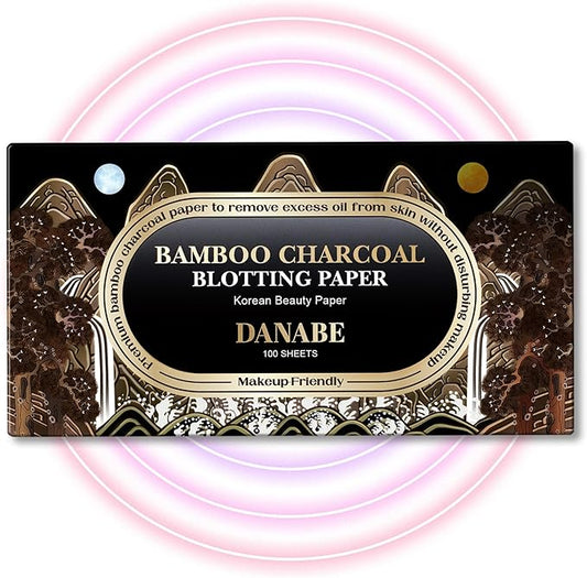 [KPOP Beauty] Makeup Friendly Oil Blotting Paper - DANABE Bamboo Charcoal Face Oil Blotting Sheets | Korean Skincare Oil Absorbing Sheets for Face (4x3.6 in.100 Large Sheets)-FemmiqueWomen