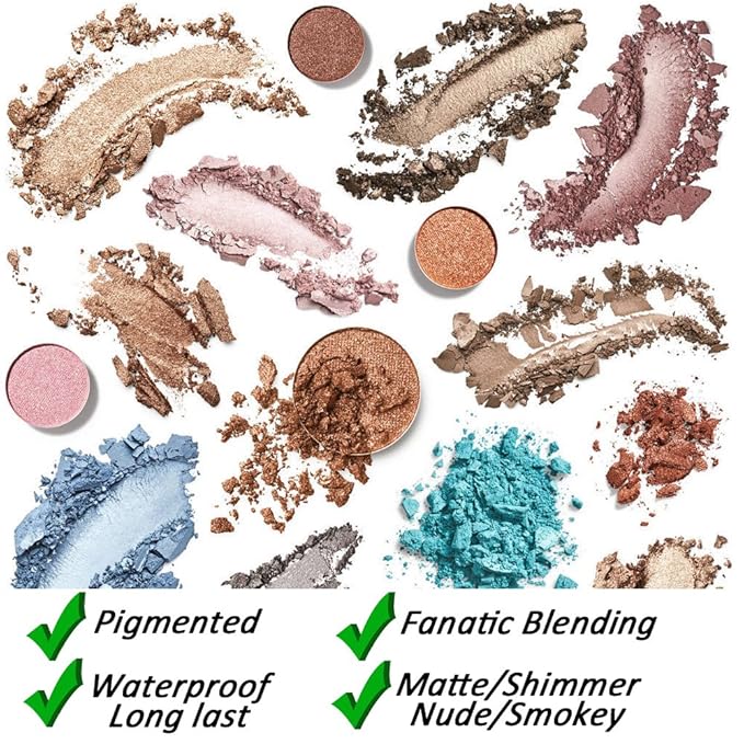 35 Colors Eyeshadow Palette with 7Pcs Makeup Brushes Set, All in One Makeup Kit Matte Shimmer Pigmented Eye Shadow Pallete Waterproof Powder Natural Nude Naked Smokey-FemmiqueWomen