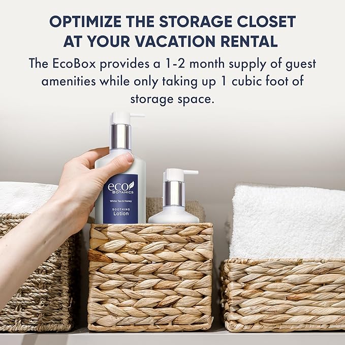 1-Shoppe Eco Botanics 10 Piece Ecobox All-In-Kit | White Tea and Honey Soap | 3 Shampoo, 2 Conditioner, 3 Body Wash & 2 Lotion | 10.14oz Hotel Soaps and Toiletries Bulk | Personal Care Products-FemmiqueWomen