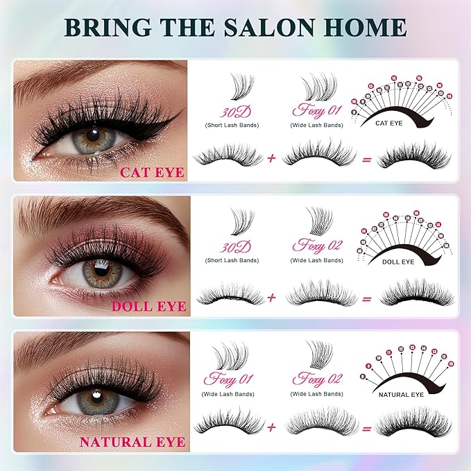 Lash Clusters - Wispy Lash Clusters For Natural Look 8-16MM 536Pcs Eyelash Clusters D Curl Individual Lashes for DIY Lash Extension Kit-FemmiqueWomen