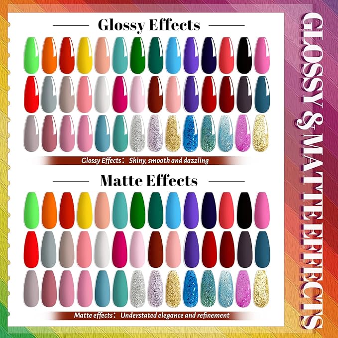 JEWHITENY 45 PCS Gel Nail Kit with 42 Colors Nail Polish Set Green Blue Red Pink Collection Gifts for Women-FemmiqueWomen