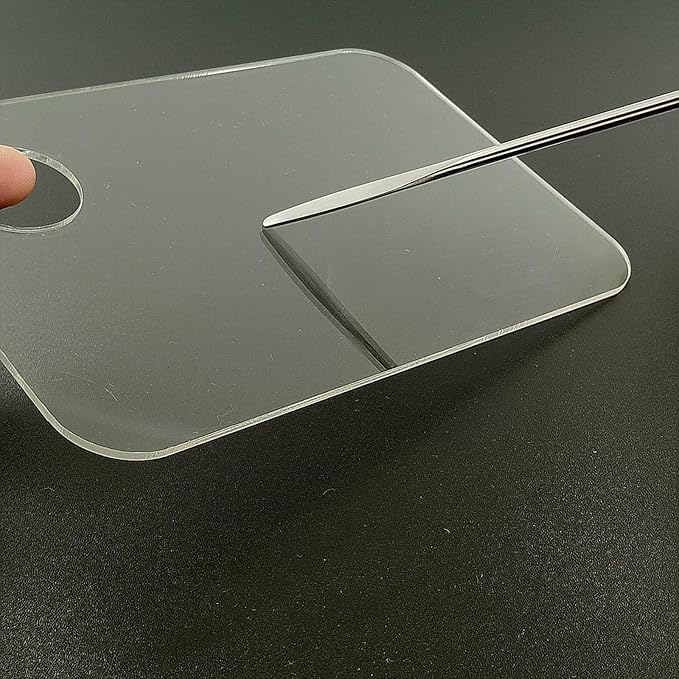 2 Pcs Acrylic Makeup Palette Makeup Mixing Tray with Makeup Spatula for Beauty Salon Color Cream Liquid Foundation Mixing Palette (Rectangular)-FemmiqueWomen