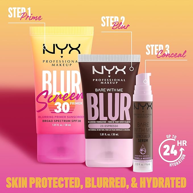 NYX PROFESSIONAL MAKEUP Blurscreen SPF 30 Primer, 3-in-1 Blurring Makeup Primer with Sunscreen, Vegan Formula with No White Cast or Greasy Feeling-FemmiqueWomen