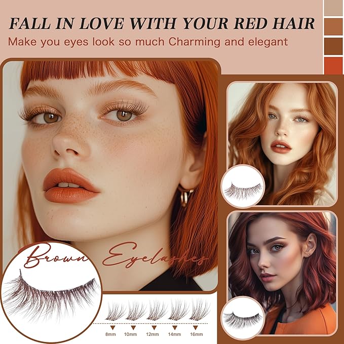 Lash Clusters - Dark Brown Lashes 360PCS Natural Wispy Fluffy Eyelash Clusters 8-16 MM Eyelash Extensions D Curl Faux Mink Lash Extensions DIY at Home-FemmiqueWomen