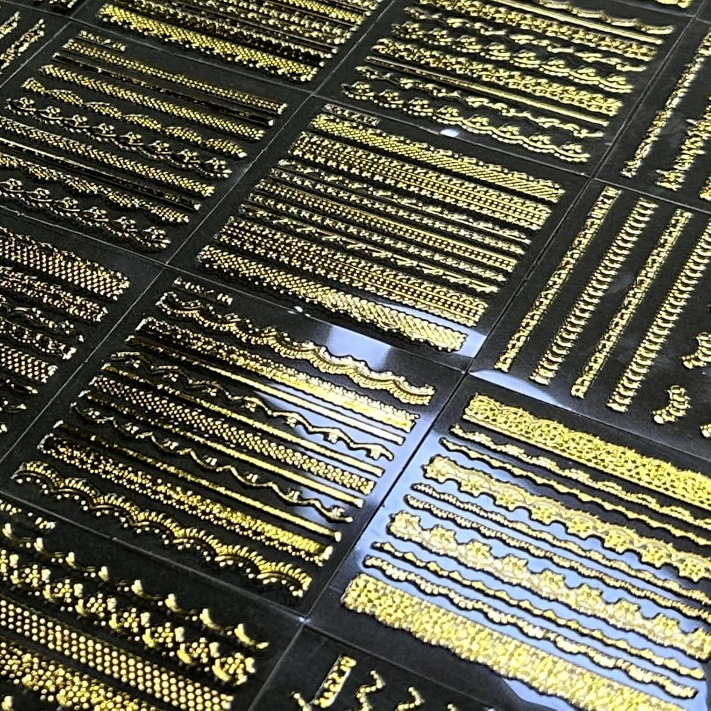 30 Sheets Gold Line Nail Art Stickers Gold Lace Nail Stickers 3D Self-Adhesive Gold Nail Decals Acrylic Nails DIY Design Nail Supplies for Women-FemmiqueWomen