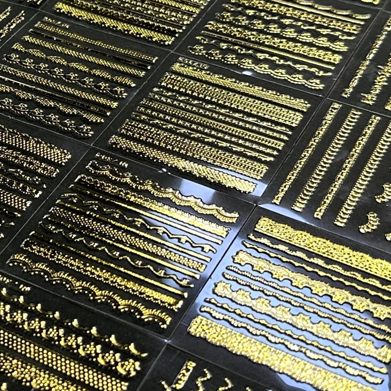 30 Sheets Gold Line Nail Art Stickers Gold Lace Nail Stickers 3D Self-Adhesive Gold Nail Decals Acrylic Nails DIY Design Nail Supplies for Women-FemmiqueWomen