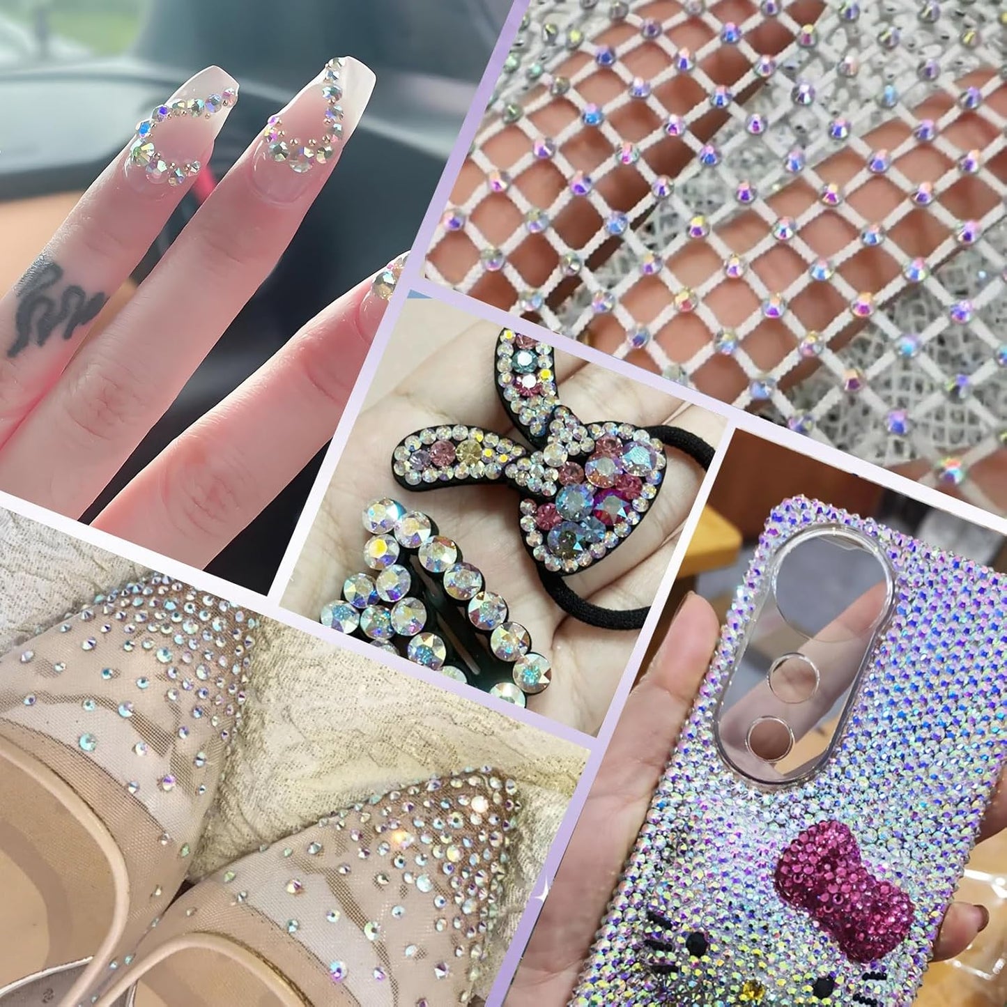 2000PCS SS16 Flatback Rhinestones | 12-Facet Diamond-Cut Glass Gems for Nail Art, Clothing, DIY Crafts |Glue-On Decoration Stones with Silver Backing(Crystal AB)-FemmiqueWomen