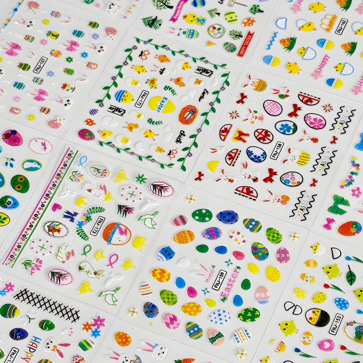 30 Sheets Easter Nail Stickers for Nail Art 3D Self Adhesive Bunny Nail Art Stickers Colorful Egg Nail Decals Easter Nail Supplies Decoration Accessories for Women Girls-FemmiqueWomen