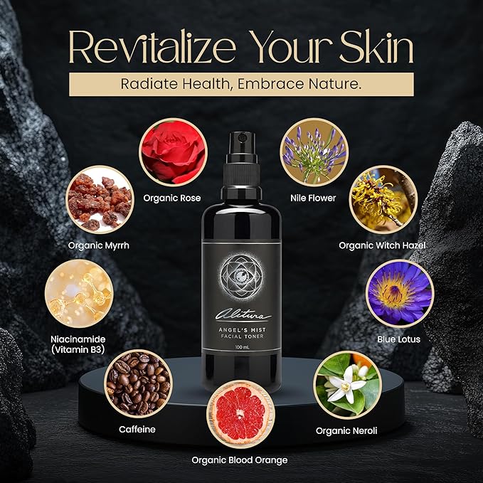 Alitura Angel's Mist Facial Toner – Hydrating & Revitalizing Face Spray with 97% Organic Ingredients – Refreshes, Tightens & Balances for All Skin Types – 100ml-FemmiqueWomen