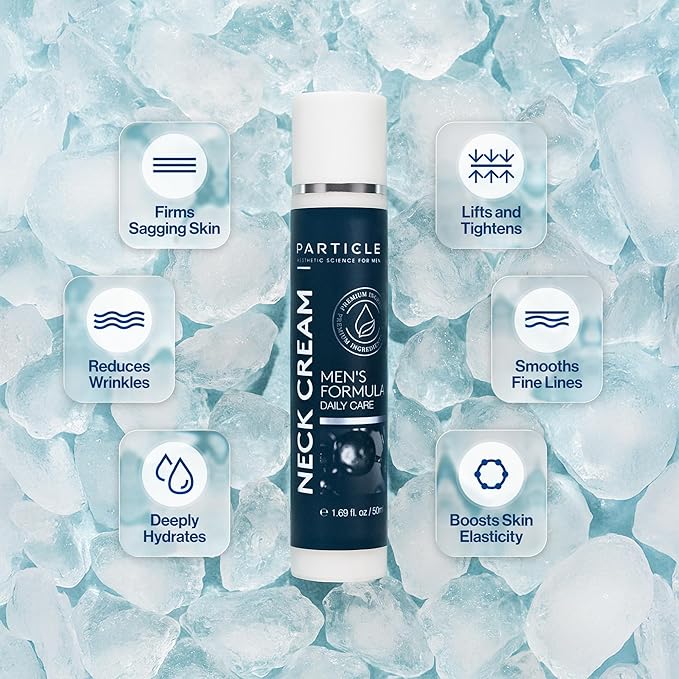 Particle Neck Cream for Men - Firming Cream, Lift and Moisturize The | Use on Saggy Skin or Turkey Anti Aging Triple Action with Collagen, Hyaluronic Acid, Retinol, 1 pack, 1.7 Fl Oz-FemmiqueWomen