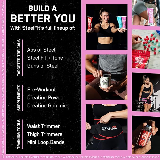 SteelFit Maximum Toning Cellulite Cream, Buns of Steel - Skin Firming & Tightening Body Lotion with Caffeine for Stretch Marks - Anti-Cellulite Remover Treatment for Booty, Thighs, Legs & Glutes-FemmiqueWomen