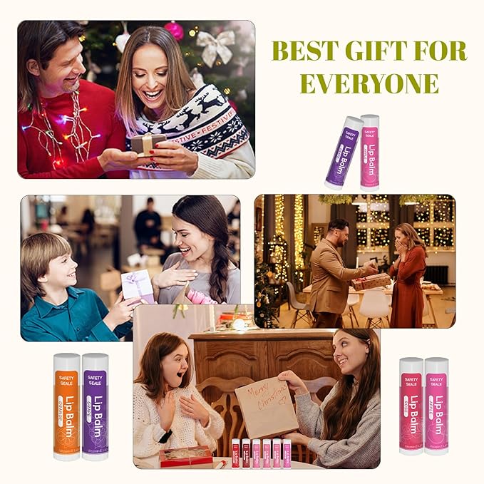 36 Pack Natural Lip Balm Bulk with Vitamin E and Coconut Oil - Moisturizing, Soothing, and Repairing Dry and Chapped Lips - 12 Flavors - Non-GMO-FemmiqueWomen