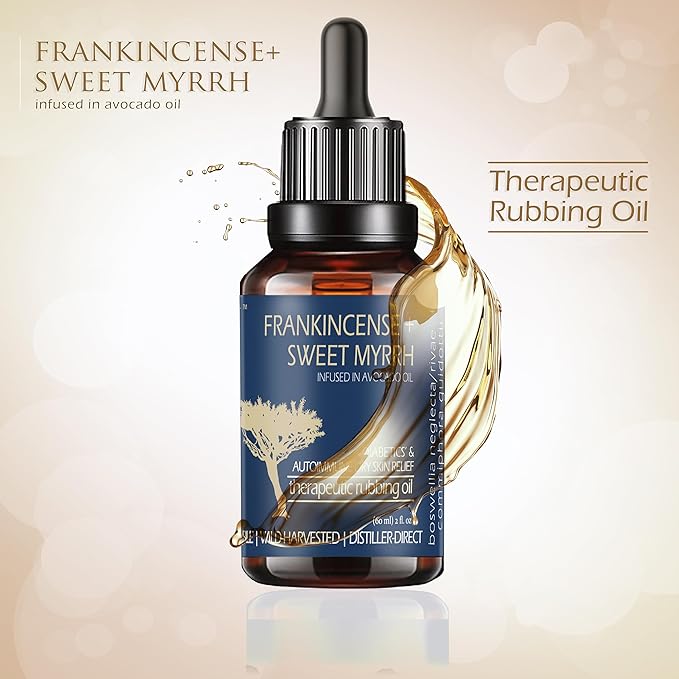 BALM OF GILEAD Neuropathy Frankincense & Sweet Myrrh Therapeutic Rubbing Oil - Instant Diabetic's & Autoimmune Dry Skin Relief & Repair, 2 fl oz-FemmiqueWomen