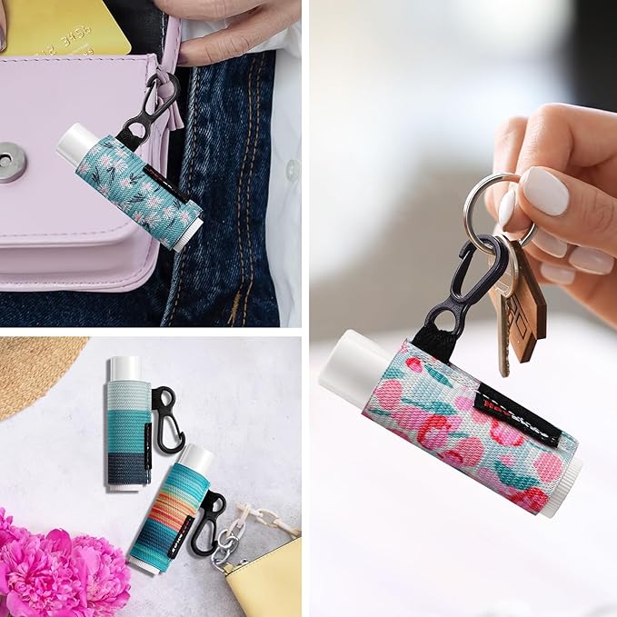 3PCS Lip Balm Holder Sleeves Chapstick Holder Keychain Lip Gloss Holder Keychain Elastic Sleeves (Boho Pattern)-FemmiqueWomen