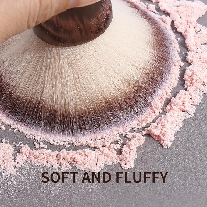 MAANGE 7pcs Makeup Brush Set Double Sided Kabuki Makeup Brushes Contour Brush for Foundation Liquid Powder Concealer Cream Cosmetics Bronzer Blending Blush Buffing Makeup Tools (Coffee)-FemmiqueWomen