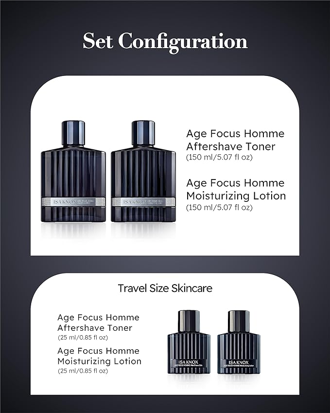 ISA KNOX Age Focus Homme (Premium Skincare Gift Set, 12.2fl oz) - Even Skin Tone & Wrinkle Care. Toner and Lightweight Moisturizer Set , Niacinamide, Adenosine | Korean Skincare,-FemmiqueWomen