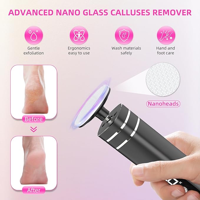 2 in 1 Electric Foot Callus Remover,9 Adjustable Speeds Rechargeable Electric Dead Skin Sander Pedicure Tools with Sandpaper Disk and Nail Drill Bits,Grinding Heads for Women&Men-FemmiqueWomen
