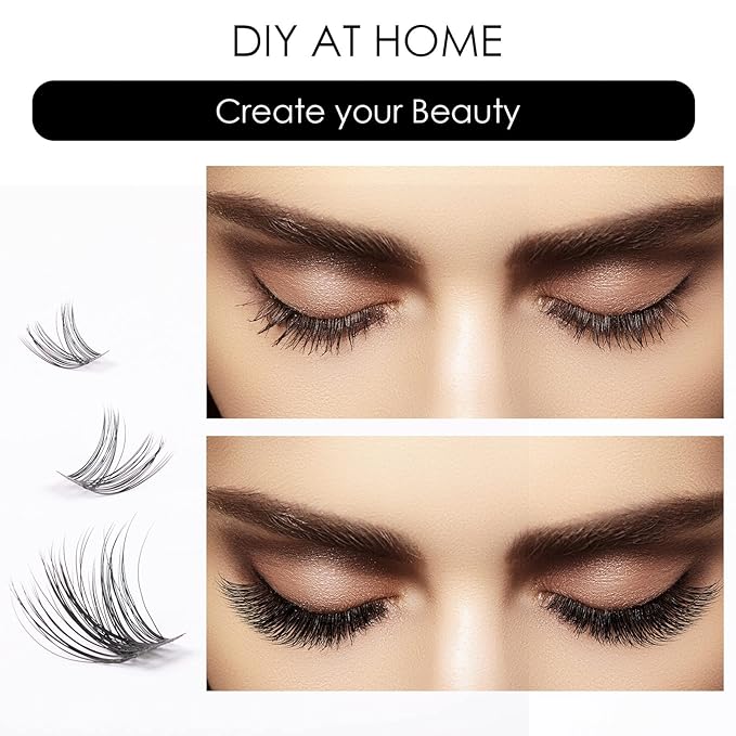 Cluster Lashes 72 Individual Lashes Clusters Eyelash Extensions False Eyelashes DIY Lash Extension Kit Reusable False Eyelashes Natural Look Mix 10-16mm C D Curl-DM01-FemmiqueWomen
