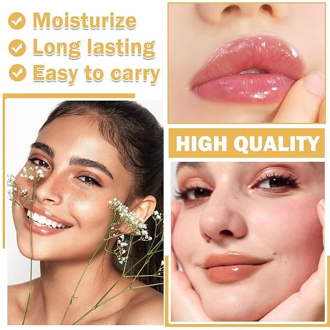 2PCS Lip Plumper Gloss Plumping Lip Gloss Set Natural Moisturizing Lip Plumping Gloss Daily Lip Care Products Lip Plumper Set for Women-FemmiqueWomen