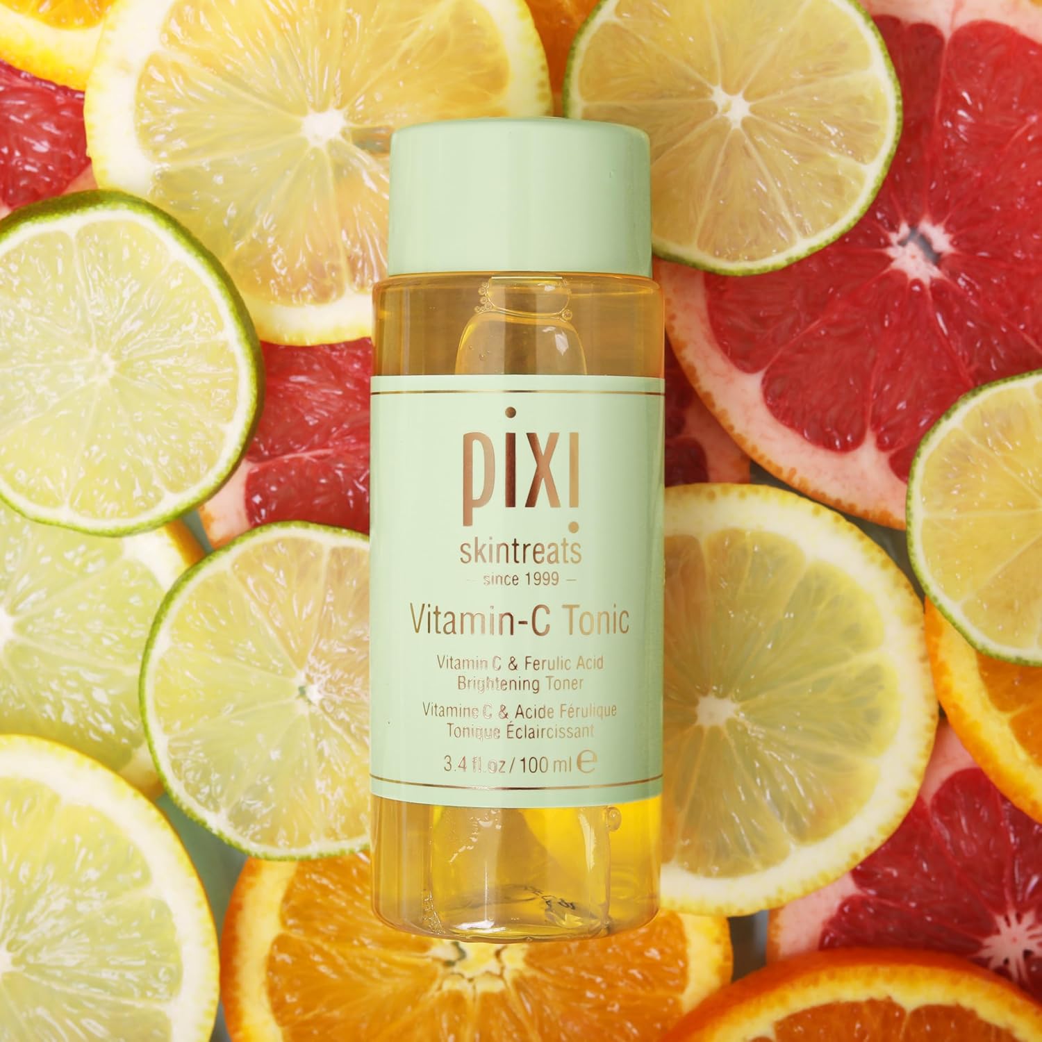 Pixi Vitamin-C Tonic,Brightening & Soothing Facial Toner, Boost Skin Luminosity, Infused with Vitamin-C & Ferulic Acid, Alcohol Free Daily Toner, 100ml / 3.4fl oz Travel Size Skin Care-FemmiqueWomen