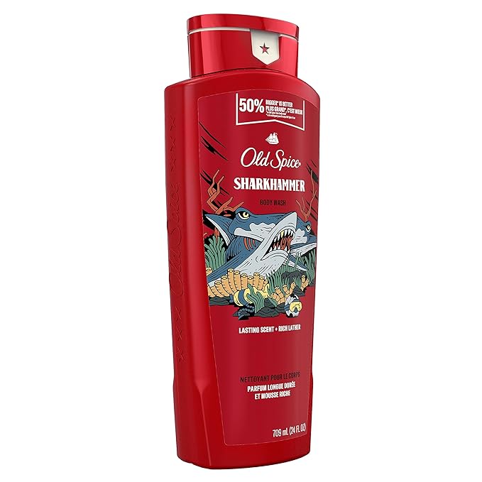 Old Spice Body Wash for Men, Sharkhammer, Long Lasting Lather, 24 fl oz (Pack of 4)-FemmiqueWomen