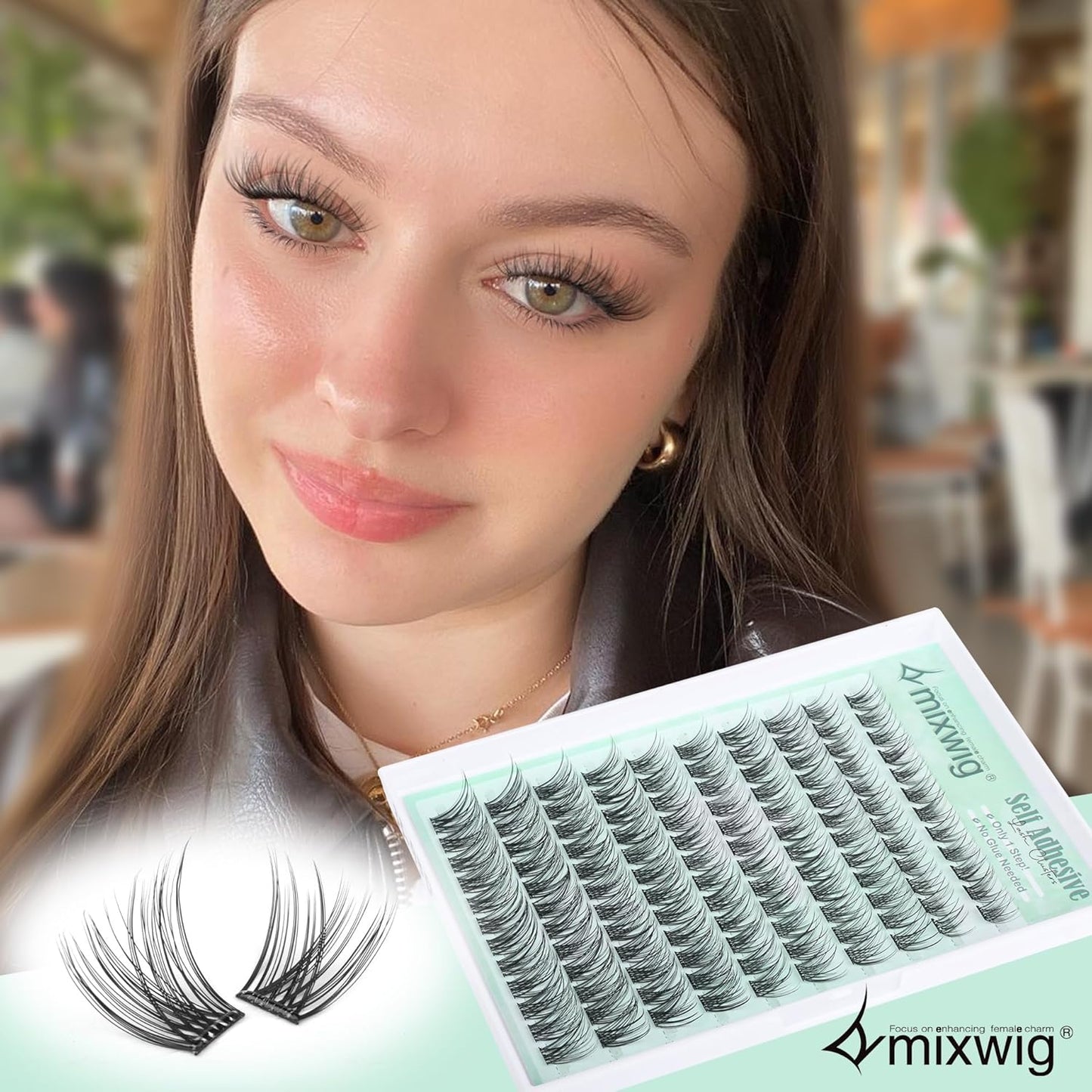 Natural Self Adhesive Lash Clusters Wispy Pre Glued Eyelashes Clusters C-curly Self Adhesive Eyelash Extensions 10-16MM No Glue Needed Individual Lashes 120 Pcs by Lvmixwig-FemmiqueWomen