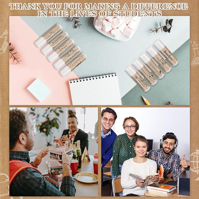 30 Pcs Back to School Teacher Gifts Bulk Lip Balm Favors Thank You Gifts for Teachers with Inspirational Quote Gifts Lip Balm Christmas Thanksgiving Gifts for Teachers Welcome Back to School-FemmiqueWomen