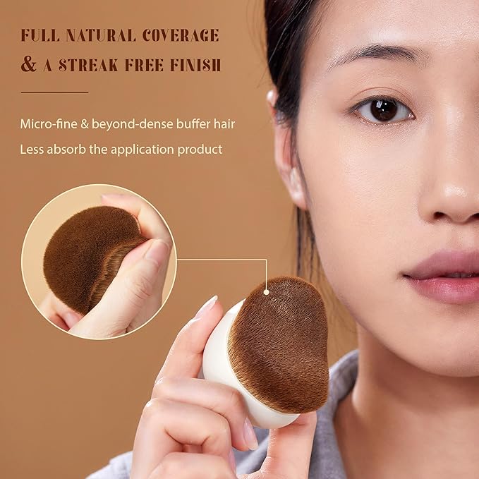 Jessup Foundation Brush with Makeup Sponge Set, 1pc Flat Top Kabuki Brush and 3pcs Make up Sponges for Concealer Blending Blush Powder Buffing Stippling with Gift Box, T505-FemmiqueWomen