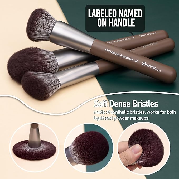 Bueart Design 26 Pcs Chocolate-colored Gift Makeup Brushes Set with Extra Large Holder,Elegant Make up Brushes for Foundation,Face Blending Powder, Contour, Highlight, Concealer, Eyeshadow-FemmiqueWomen