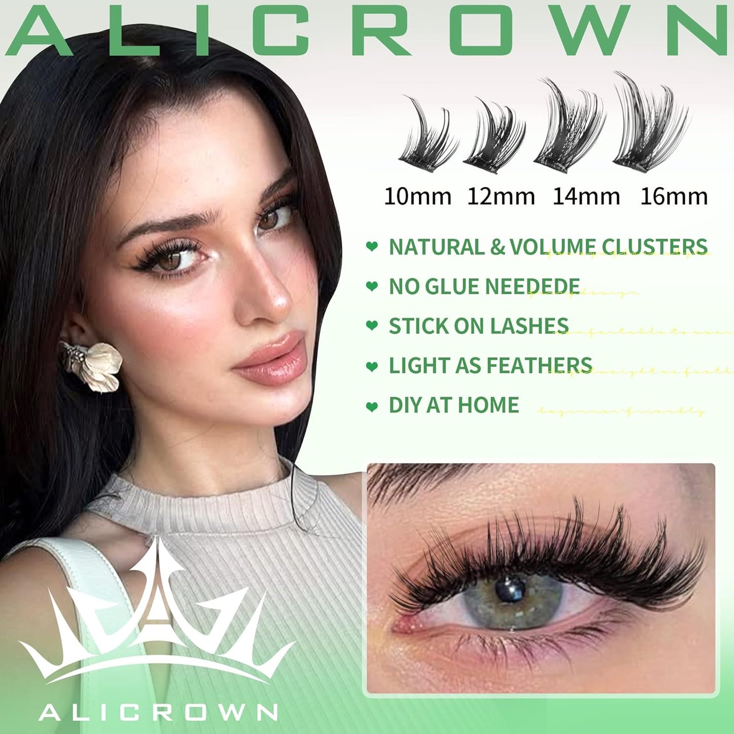 Self Adhesive Eyelash Clusters 168Pcs No Glue Lash Clusters Pre-glued Wispy Lash Extensions Self Adhesive Eyelashes Extensions Press on Individual Lash Extensions 10MM-16MM-FemmiqueWomen