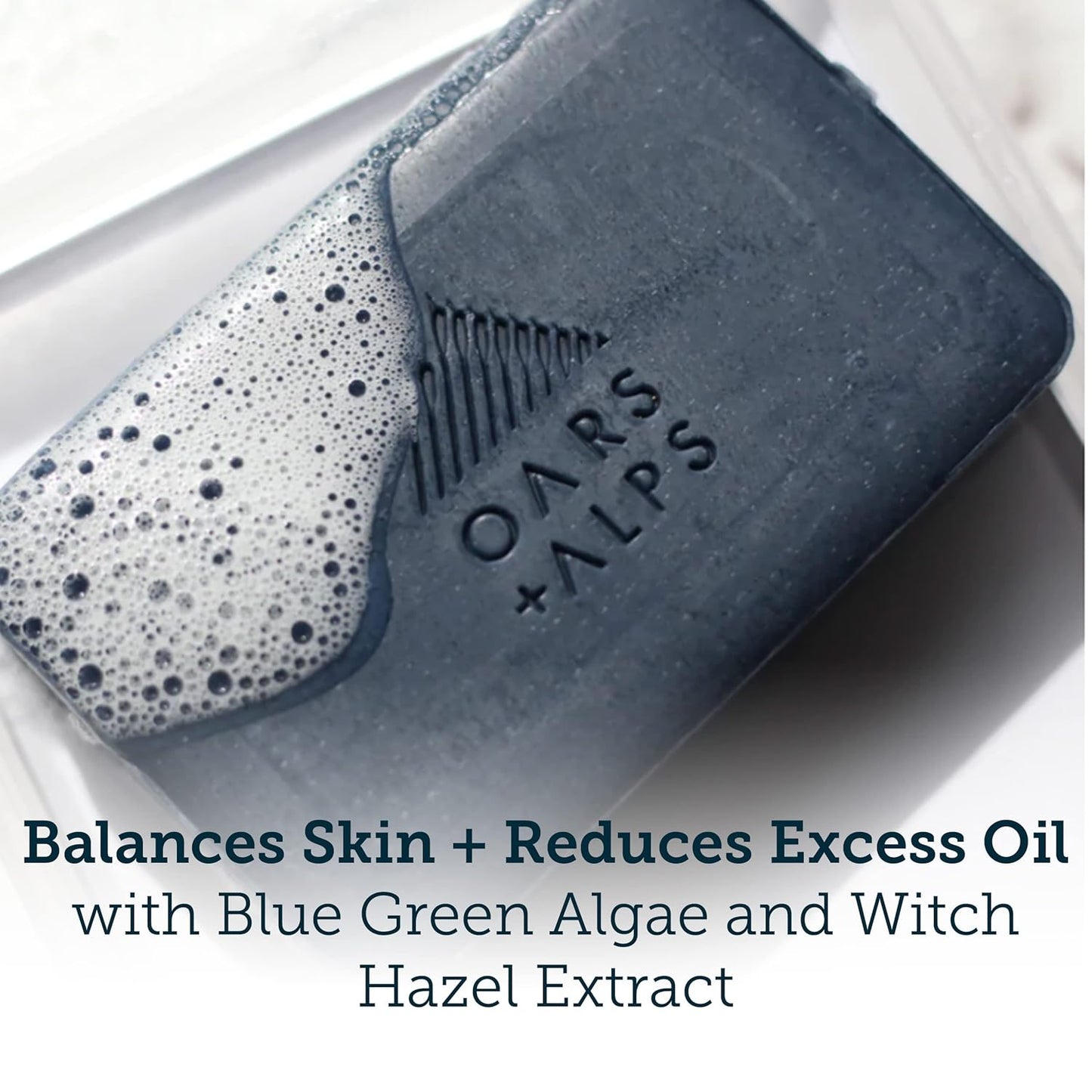 Oars + Alps Blue Charcoal Exfoliating Bar Soap for Men, Deep Cleaning & Exfoliating Soap, Dermatologist Tested & Made with Natural Clean Ingredients, All Skin Types, Travel Size, 1pk, 6oz-FemmiqueWomen