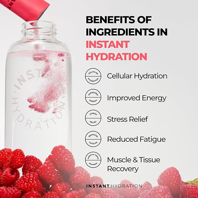 Instant Hydration Electrolytes Powder Packets - Raspberry Electrolyte Drink Mix - Zero Sugar - Keto, Vegan, Gluten-Free, Non-GMO - Boost Recovery, Brain Health, Muscle & Tissue Support- 30 Sticks-FemmiqueWomen