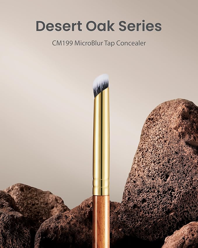 Desert Oak Series MicroBlur Tap Concealer - 6mm Finger-Tip Precision Brush for Tear Troughs & Acne Spots, Vegan Nylon, Bubinga Handle (CM 199)-FemmiqueWomen