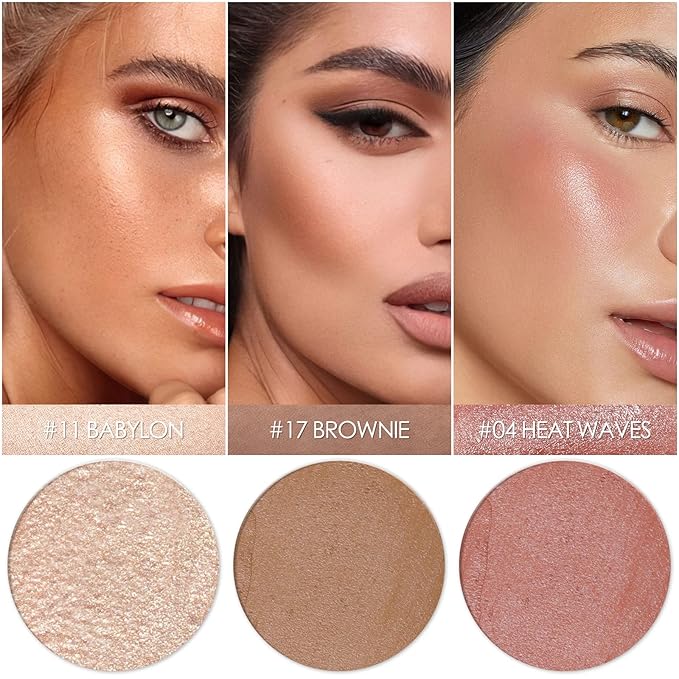 3 Pcs MEDIUM Contour Stick Set,Cream Blush & Highlighter Bronzer Pen,Long Lasting & Smooth Natural Face Contouring Illuminator,Professional Makeup Kit for All Skin-FemmiqueWomen