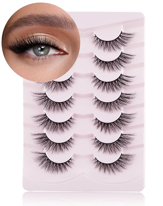 Onlyall Cat Eye Lashes Mink Lashes Fluffy Eyelashes Cat Eye False Lashes Fox Eye Lashes 7 Pairs F02-FemmiqueWomen