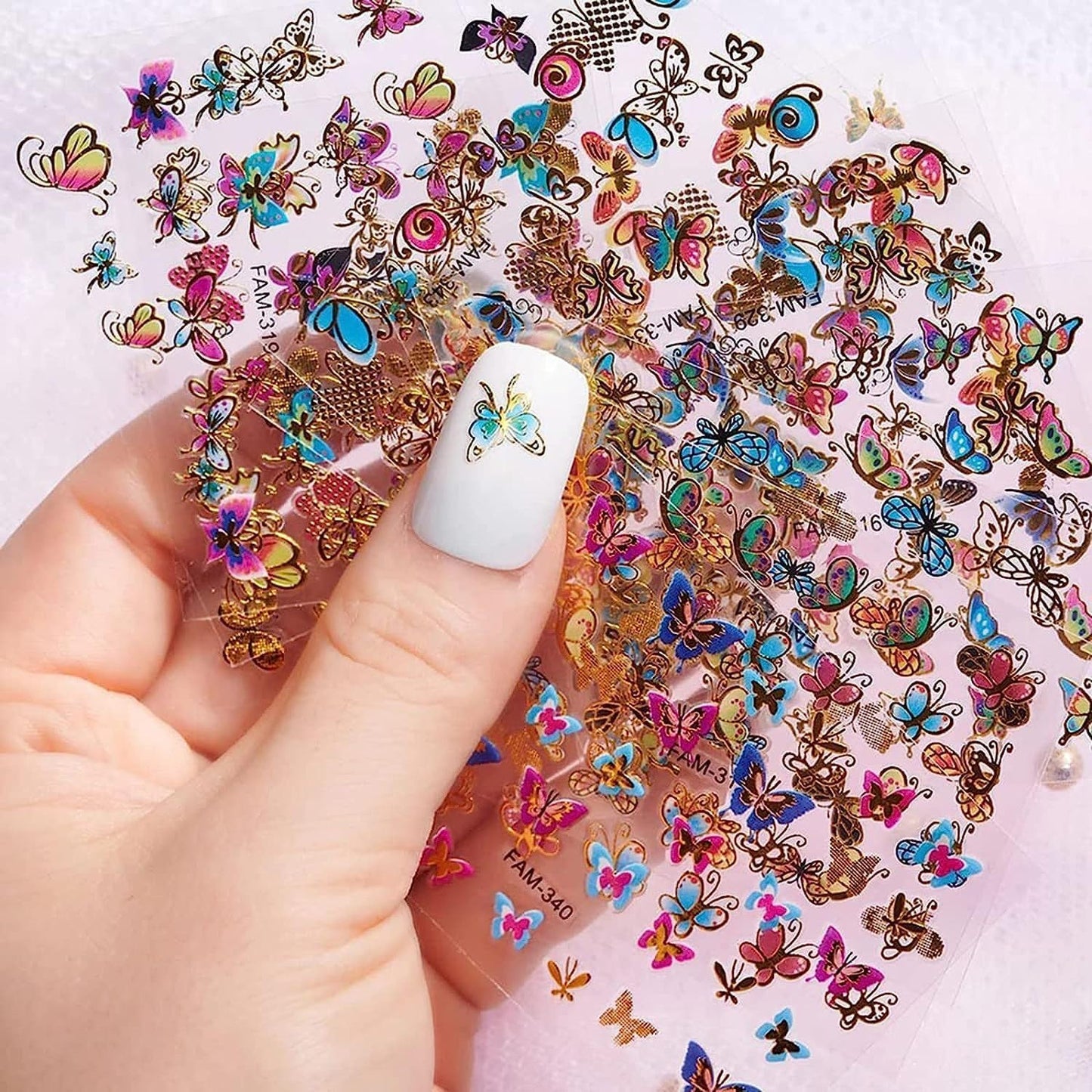 30 Sheets Butterfly Nail Stickers Colorful 3D Self Adhesive Nail Art Charms Sticker Decals for Crafts Supplies Accessories (ST-B)-FemmiqueWomen