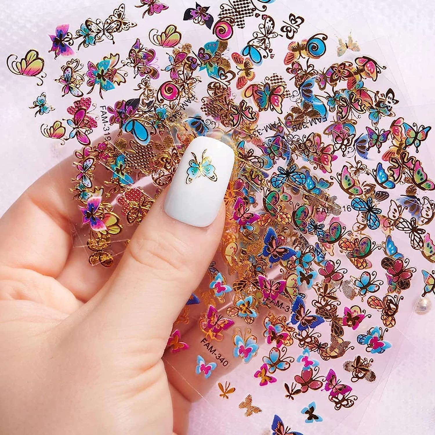 30 Sheets Butterfly Nail Stickers Colorful 3D Self Adhesive Nail Art Charms Sticker Decals for Crafts Supplies Accessories (ST-B)-FemmiqueWomen