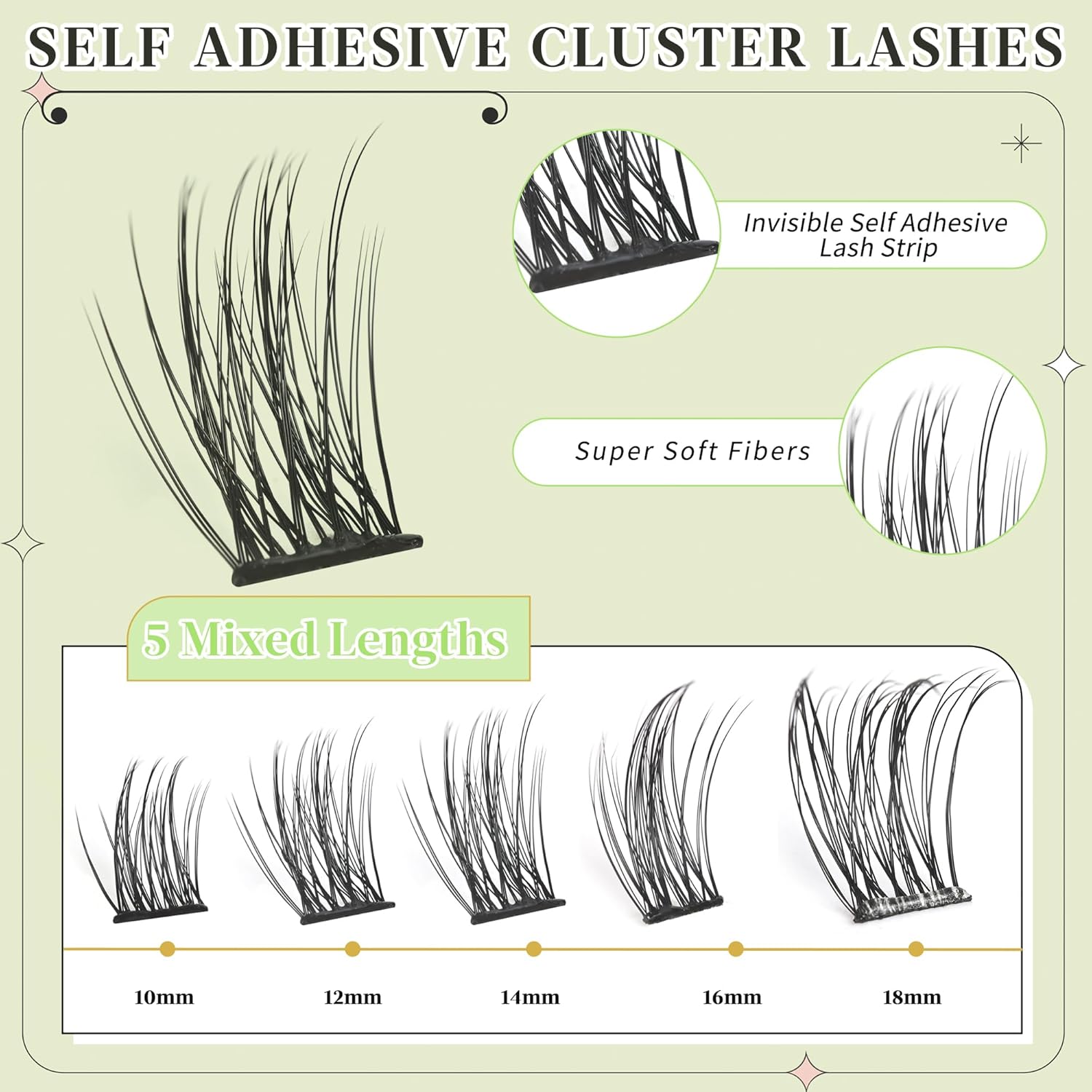 Self Adhesive Eyelash Clusters Press On Lashes, Self Adhesive Eyelashes No Glue Needed Lash Extension Reusable Wispy DIY Eyelash Extensions D curl Pre Glued Cluster Lashes 10-18mm(Y02 72Pcs)-FemmiqueWomen