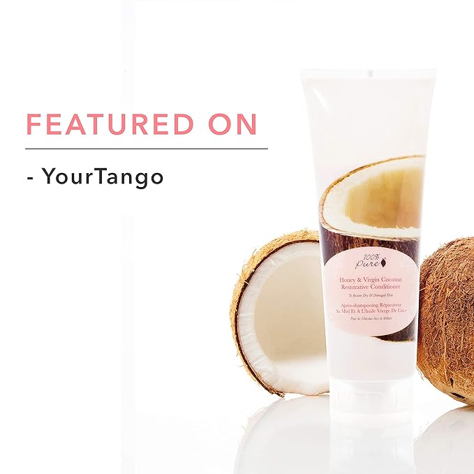 100% PURE Honey & Virgin Coconut Restorative Conditioner Moisturizer & Repair Replenishing Nutrient Boost for Dry Damaged Hair, Promotes Healthy Growth for Women & Men - Sulfate Free - 8 Fl Oz-FemmiqueWomen